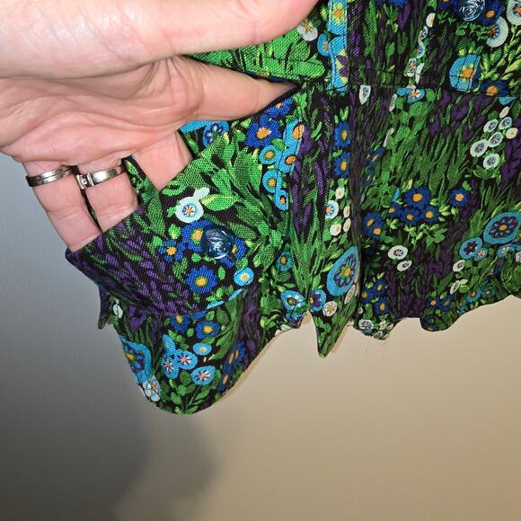 Anna Sui Shorts Romper 2010 Collection Floral Silk Linen Petal Collar USA Size 4 - Picture 13 of 14